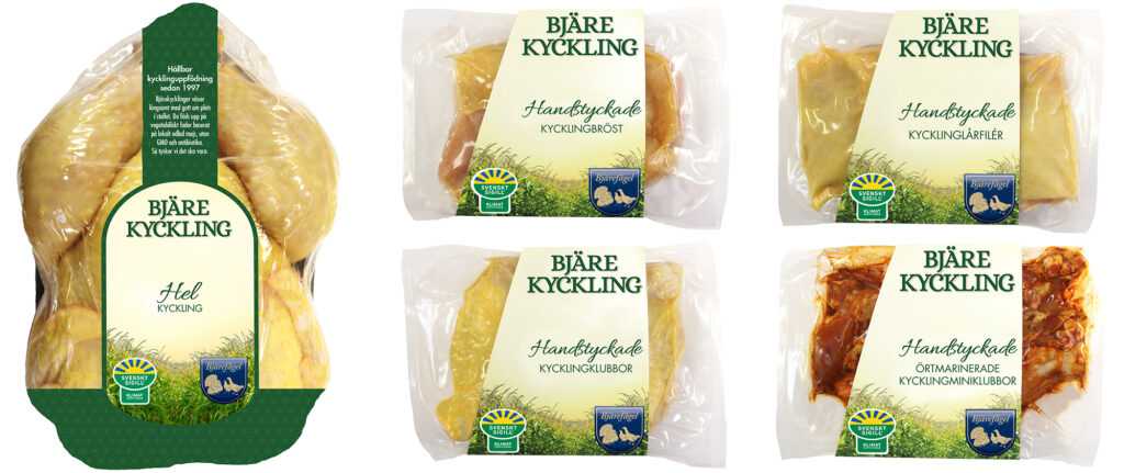sortiment från bjärefågel, olika typer av kyckling