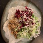 Caesar Pulled Chicken på risblad med Bjärekyckling
