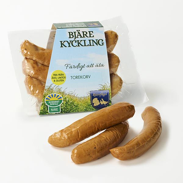 005 Torekorv, 330 g_web Paketerad Torekorv kyckling grillkorv från Bjärefågel.
