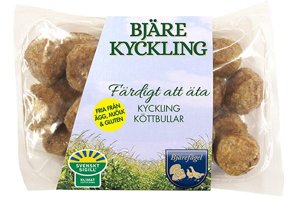 Paketerad kycklingköttbullar från Bjärefågel.