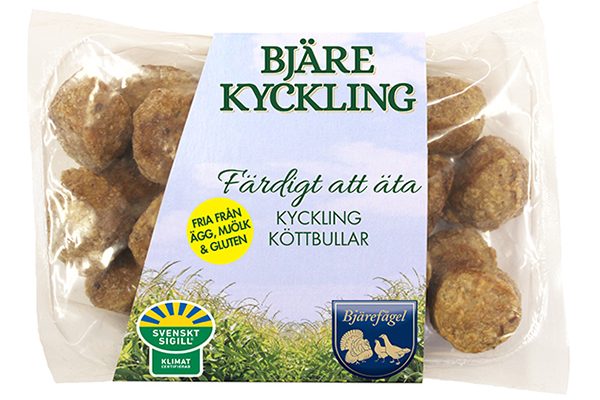 Paketerad kycklingköttbullar från Bjärefågel.
